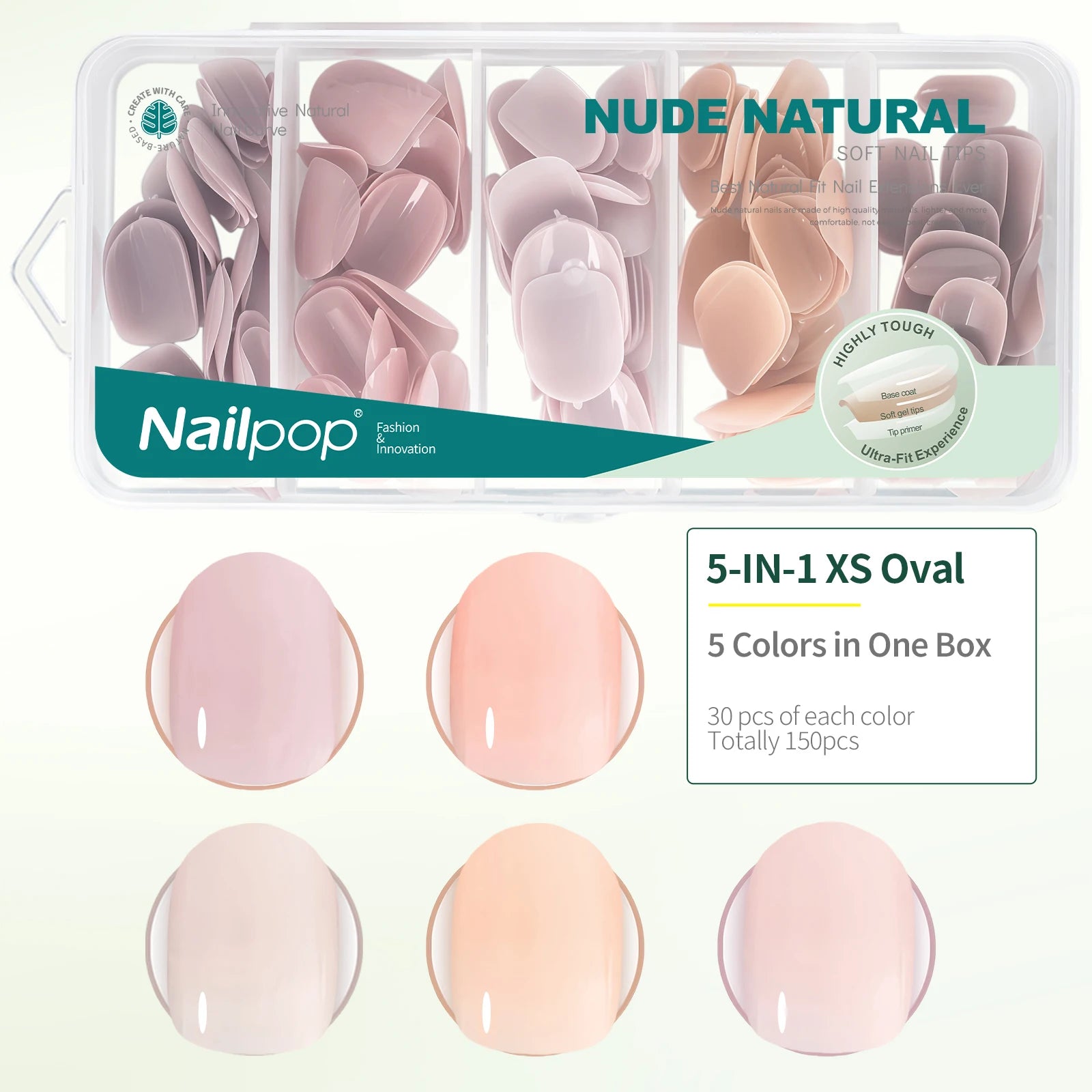 Nailpop 3-IN-1 Nude Natural Soft Nail Tips Set