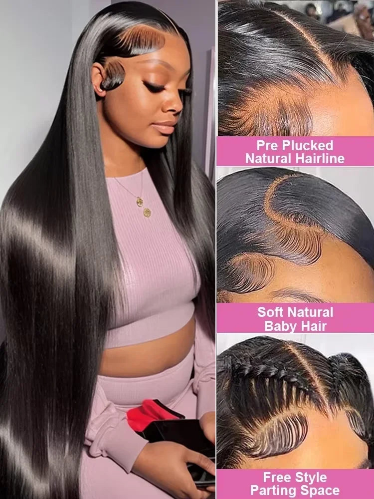 250 Density 13x6 Bone Straight Hd Lace Front Wig 40 Inch 13x4 HD Lace Frontal Human Hair Wigs For Women Brazilian Hair Wigs