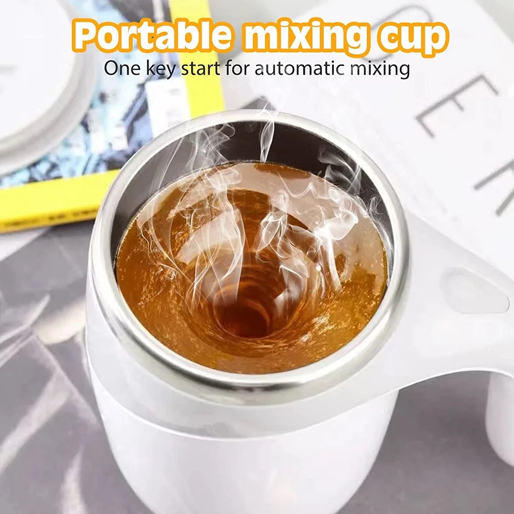 380ML Electric Mixing Cup USB Charge Lazy Coffee Tea Stirring Cup Stainless Steel Magnetic Rotating Automatic Self Mixing Cup