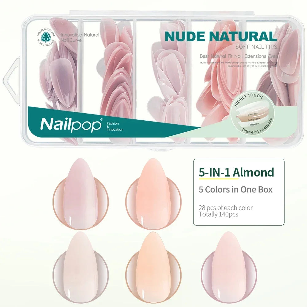Nailpop 3-IN-1 Nude Natural Soft Nail Tips Set