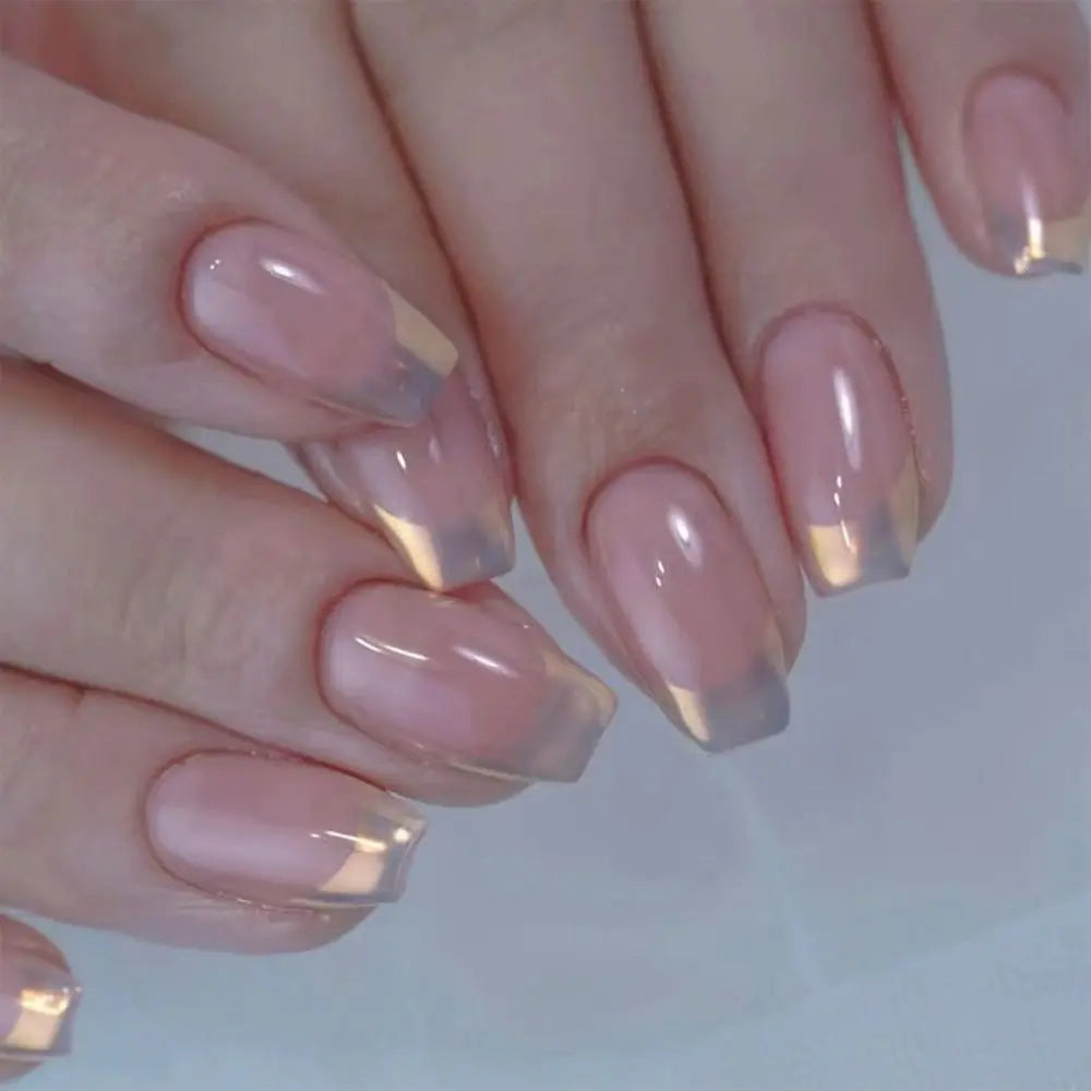 24pcs Gradient Fake Nails French Ballerina Nail
