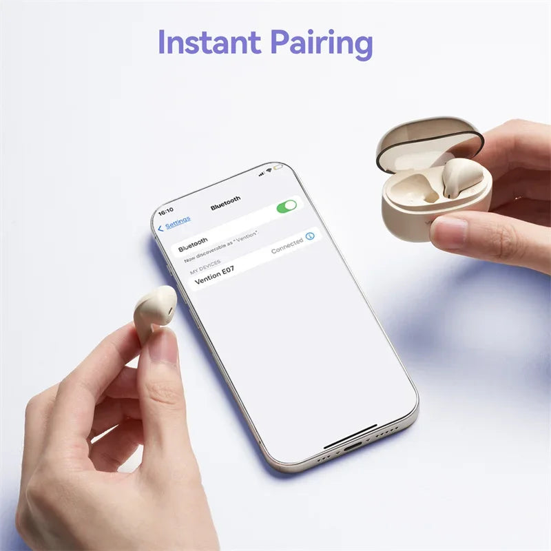Vention Wireless Earphones Bluetooth 5.3 Al-based ENC Small & Light Smart Touch Controls TWS Wireless Bluetooth Earbuds Elf E07