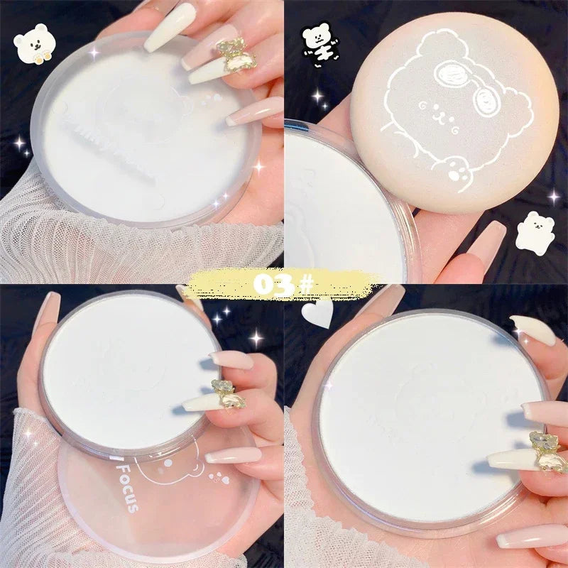 Pressed Powder Transparent White Brighten Oil Control Concealer Lasting Natural Face Makeup Setting Powder Waterproof Cosmetic