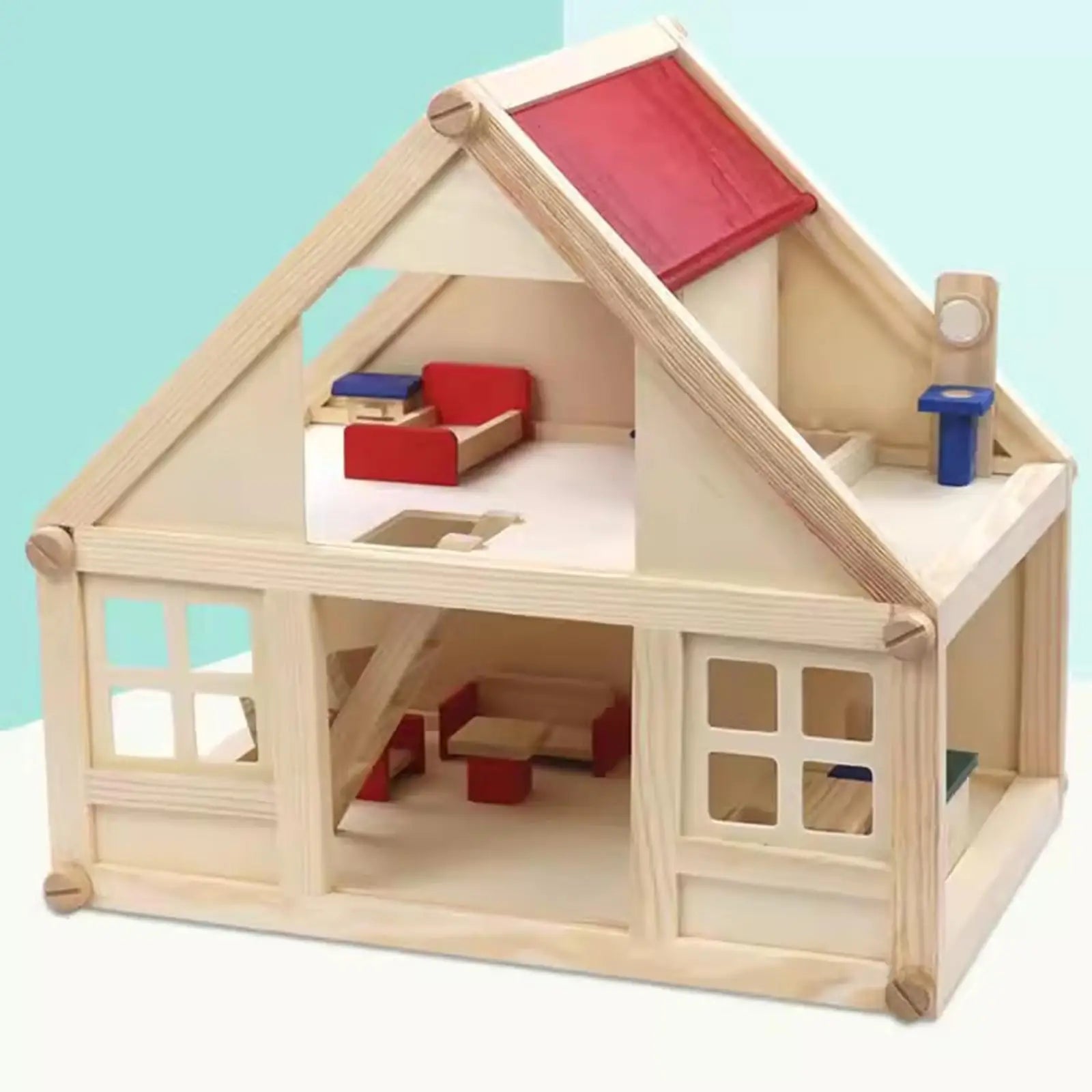 Wooden Doll House for Kids Miniature Scene 2 Storey Gift Toy Mini Furniture Toy