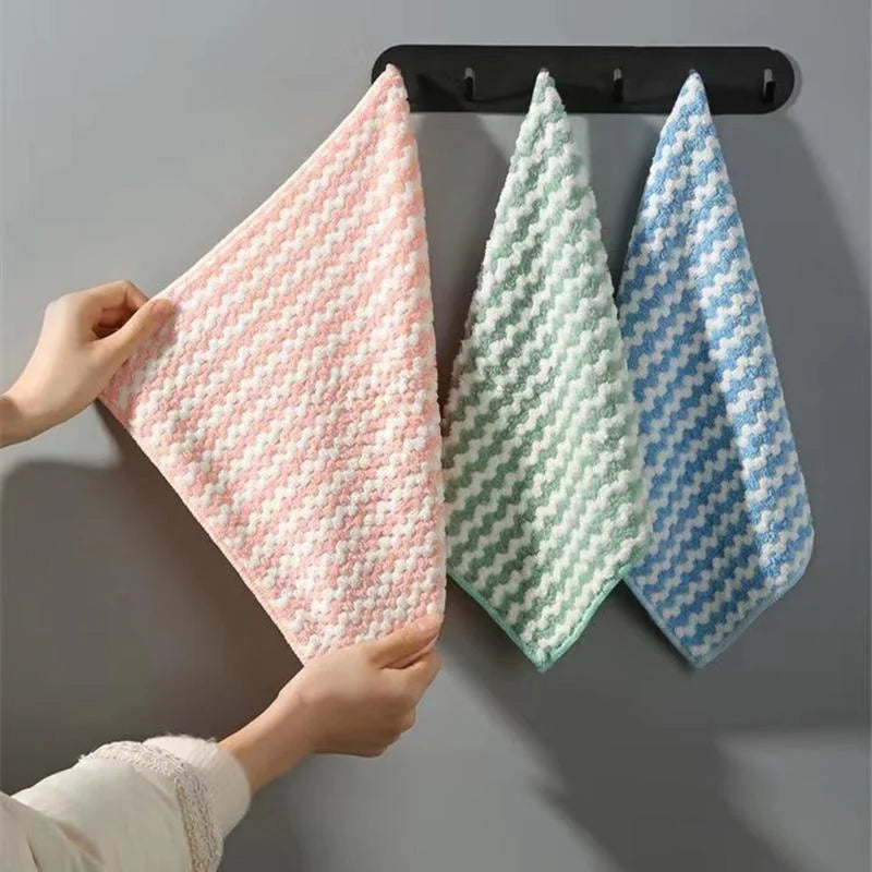 10 Pack Microfiber Kitchen Towels - Ultra Absorbent, Non-Stick & Oil-Free Cleaning Cloths for Dishes & Surfaces