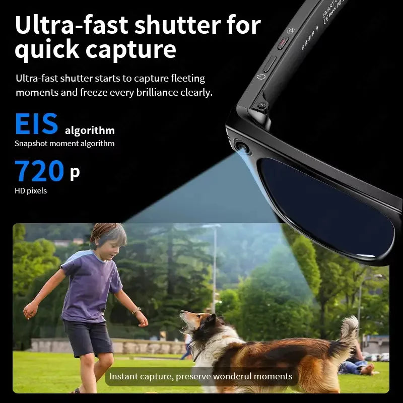 New AI Smart Glasses 800W Pixel Camera Bluetooth HD Call Voice Assistant Stereo Music Player Translate 6K Photochromic Glasses