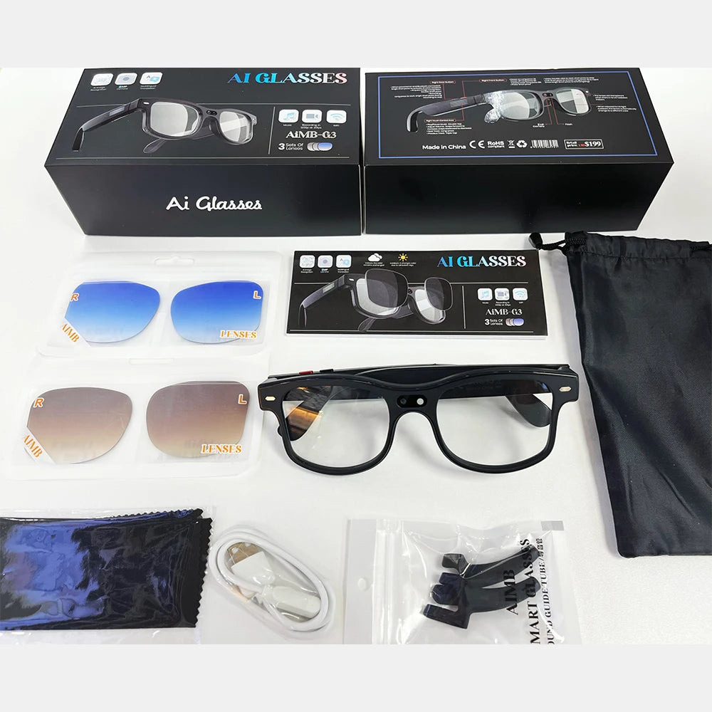 IUTECH Smart Glasses With 8MP Camera HD Color AI Translation  Bluetooth Call Voice Assistant
