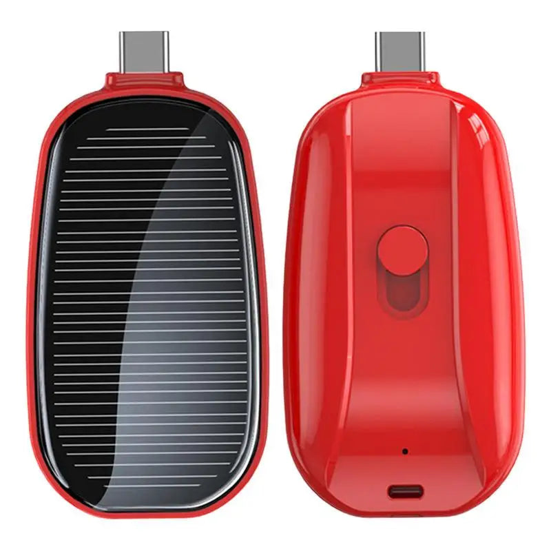 Mini Solar Power Bank Portable Keychain Powerbank For Cell Phone TYPE-C Outdoor Backup Emergent Power 1200mAh Phone Charger