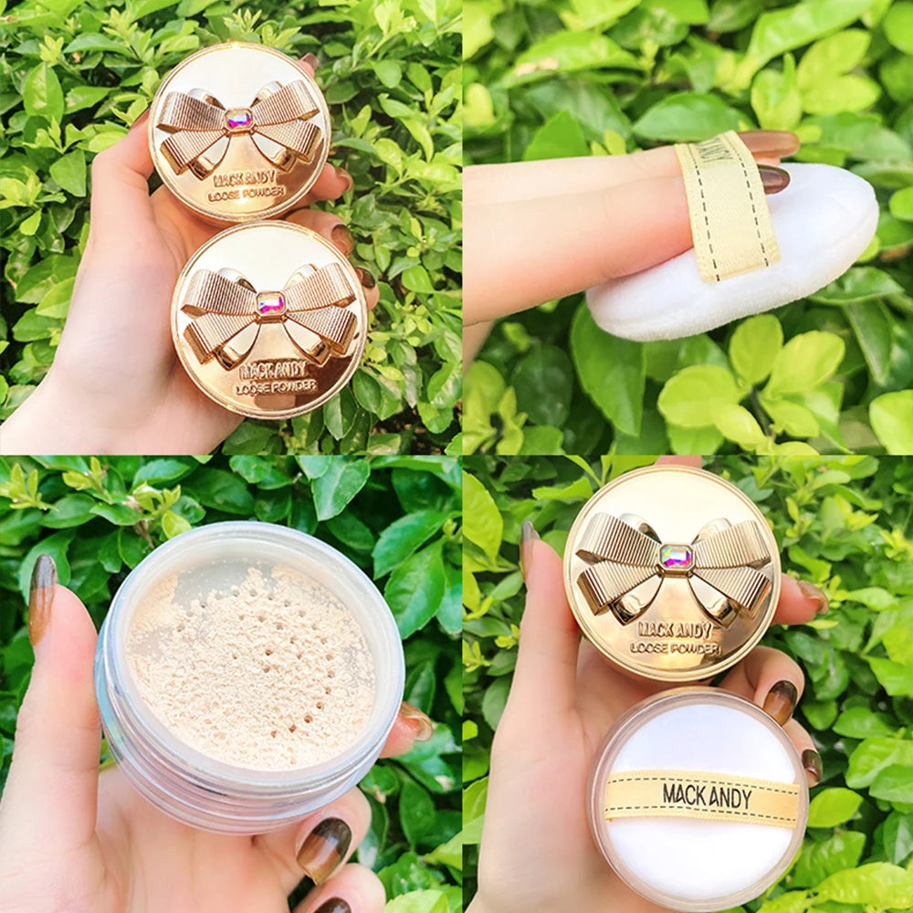 MACKANDY Air Cushion Setting Powder Oil Control Waterproof Long-lasting Concealer Smooth Loose Powder Facial Makeup Cosmetics
