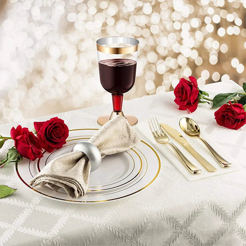 20 Pieces Western Tableware Set Plastic Transparent Gold And Silver Powder Knife Fork Spoon Tissue Tableware Set