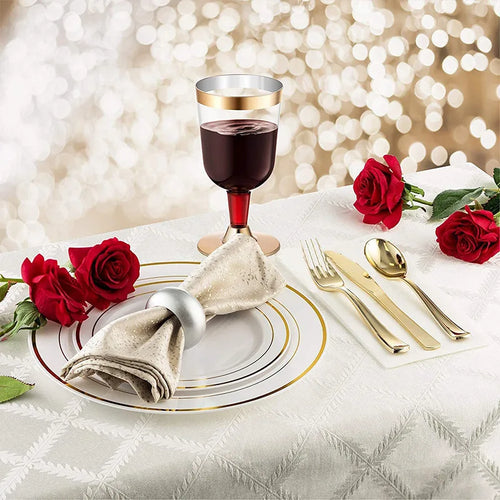 20 Pieces Western Tableware Set Plastic Transparent Gold And Silver Powder Knife Fork Spoon Tissue Tableware Set