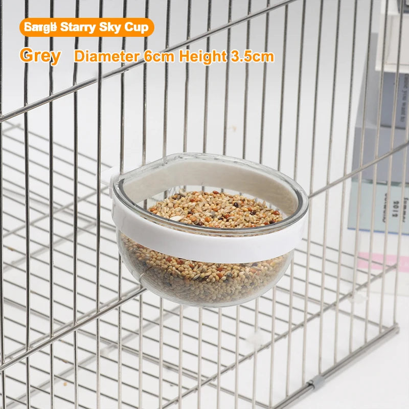 Bird Feeding Bowl Detachable Transparent Plastics Bowl Food Cup For Cage Convenient Hanging Parrots Water Feeder Pet Supplies