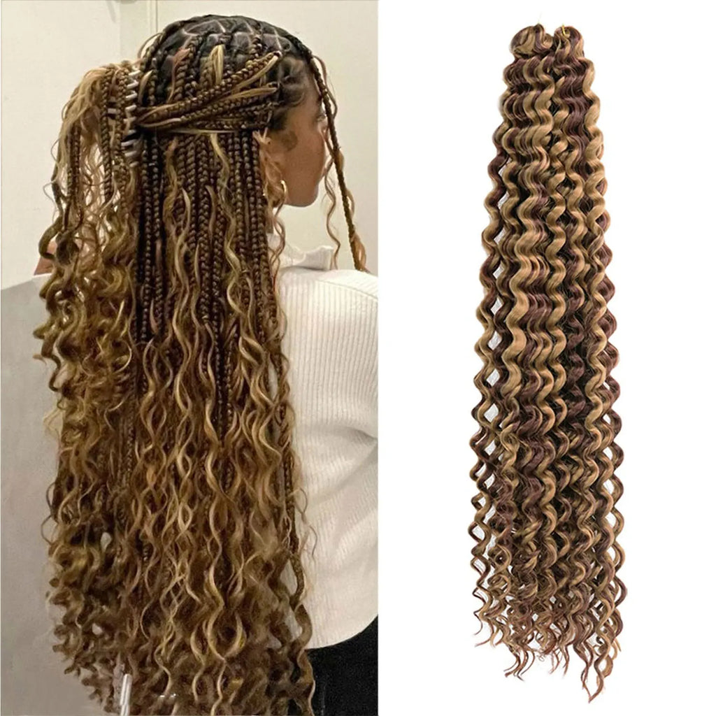 Deep Wave Hair Bundles 613 Piano Blonde Natural Synthetic Hair Extensions Ombre Thick Ponytail Loose Boho Braid Hair