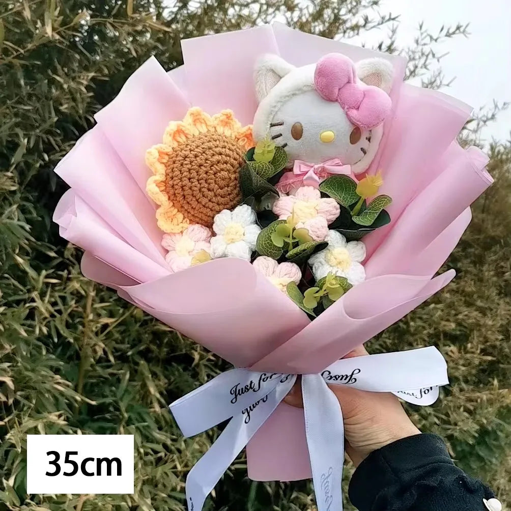 Hello KT Cartoon Plush Bouquet  Anime Rose Flowers Doll Home Wedding Decoration Christmas Valentine's Day Gift