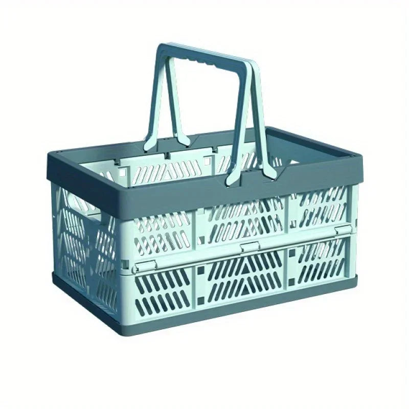 Foldable Storage Basket Large Capacity Pastel Handle Design Home Organization Box for Kitchen Living Room Desk Storage Basket