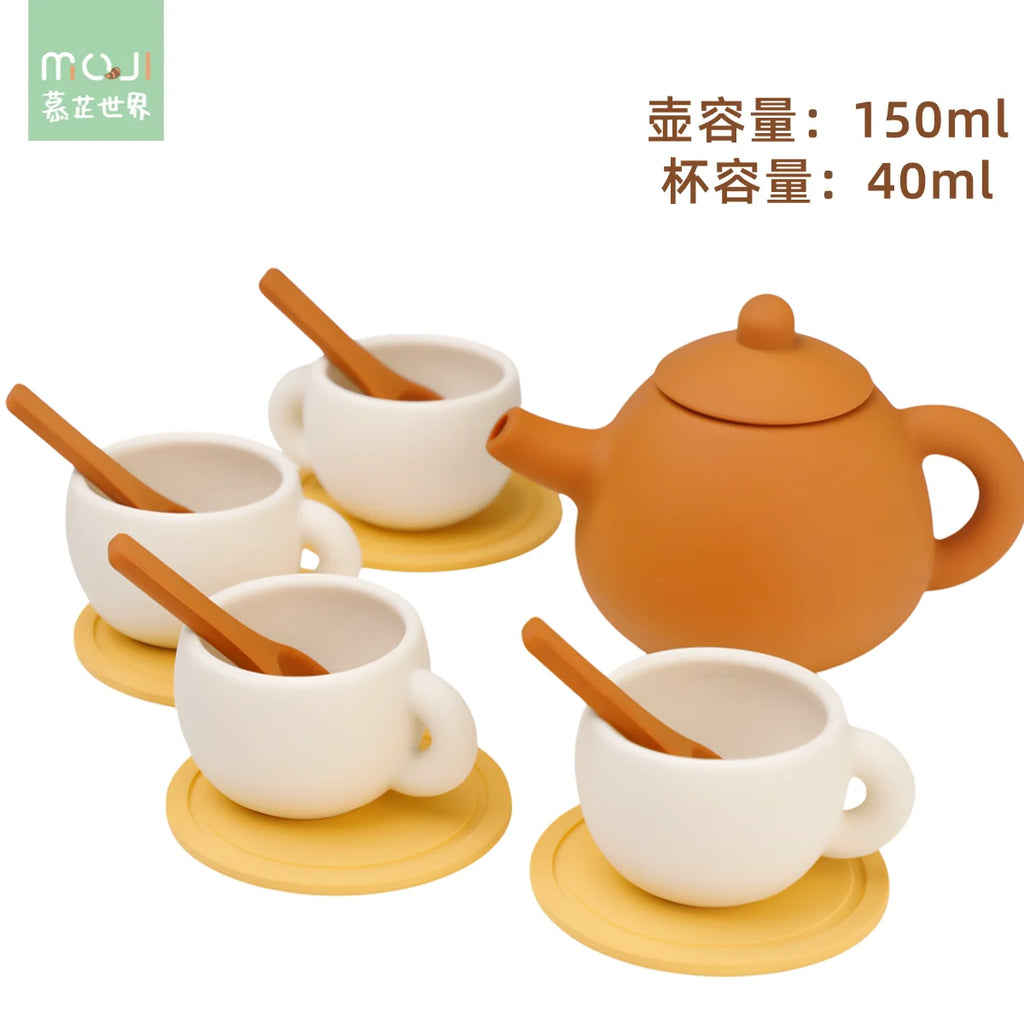 Silicone Tea  Toys Pretend Play Kitchen Accessories Food Playset for Kids Role Play Game for Toddlers Girls Boys Gifts