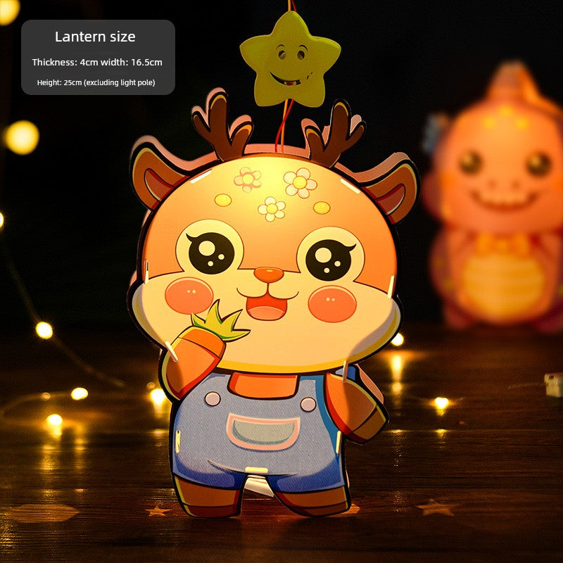 Mid-Autumn Festival Kids DIY Lantern Handmade Material Package Kindergarten Creative Rabbit Lamp Satchel Luminous Music Lantern