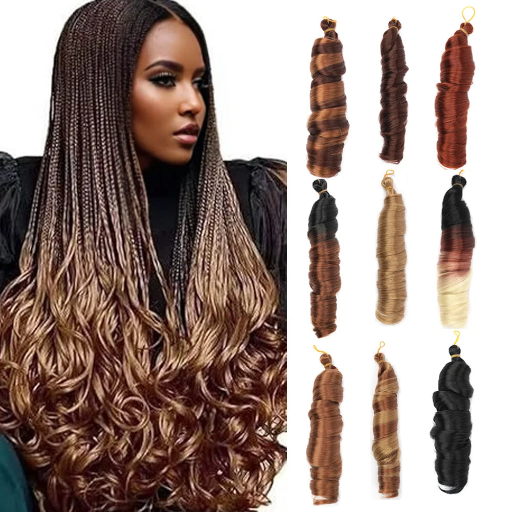 French Curls Braiding Hair Extensions Synthetic Hair Loose Wave Spiral Curl Braids High Temperature Ombre Pre Stretched Hair