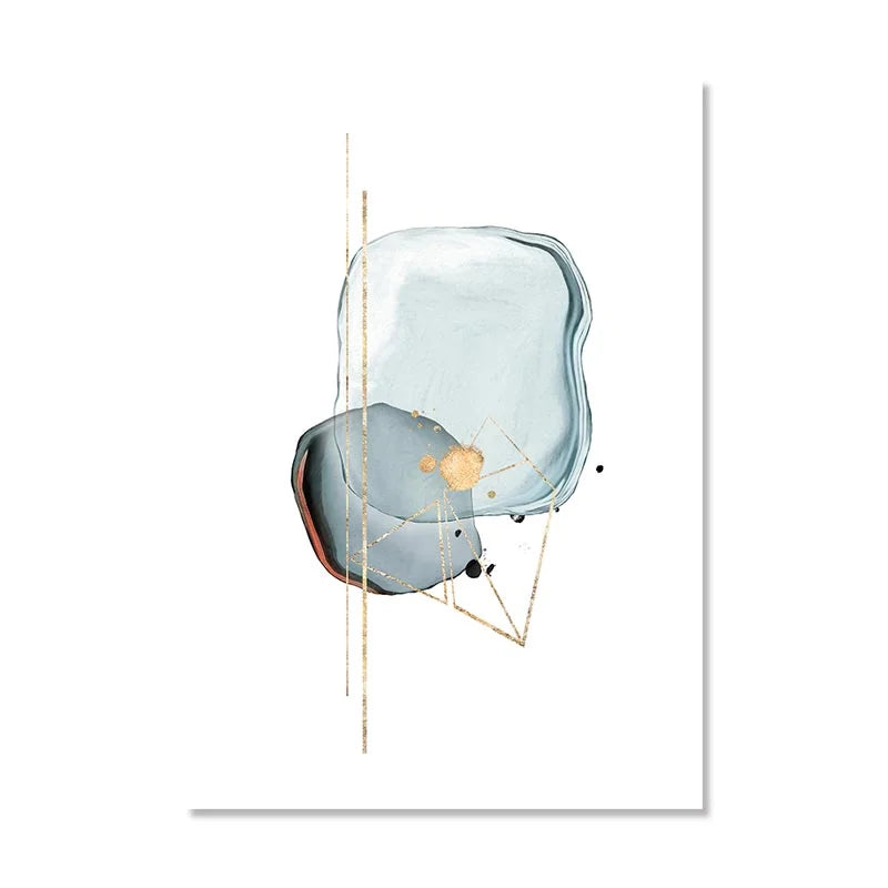 Abstract Watercolor Art Print in Beige Pink Gold  Boho Geometric Canvas Painting  Modern Wall Decor for Living Room Home Interio
