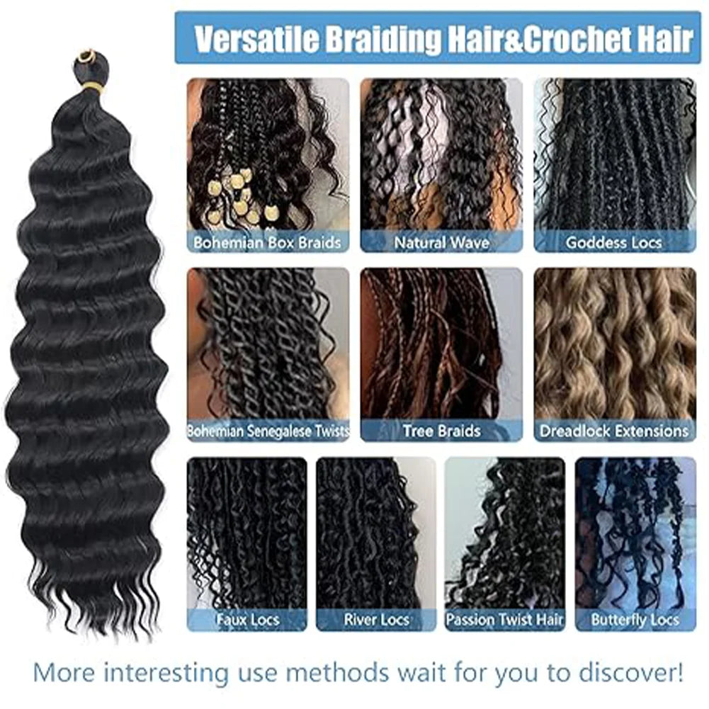 Water Wave Crochet Hair Extensions 30Inch Synthetic Twist Curly Crochet Braids Soft Bohemian Water Wave Braid Hair
