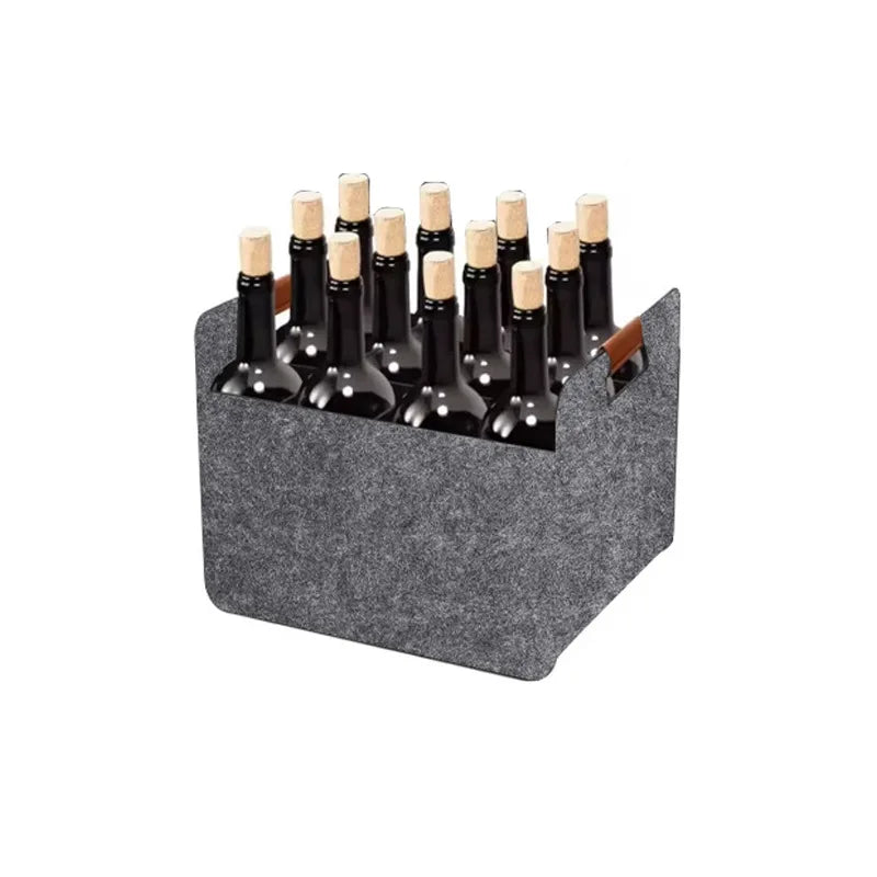 12-Compartment Felt Storage Basket, Portable & Modular Design for Kitchen, Home, and Beverage Organization
