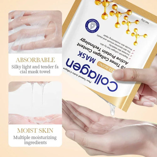 10pcs SADOER Collagen Anti Wrinkle Face Mask Moisturizing Anti aging Repair Brightening Facial Masks Skin Care