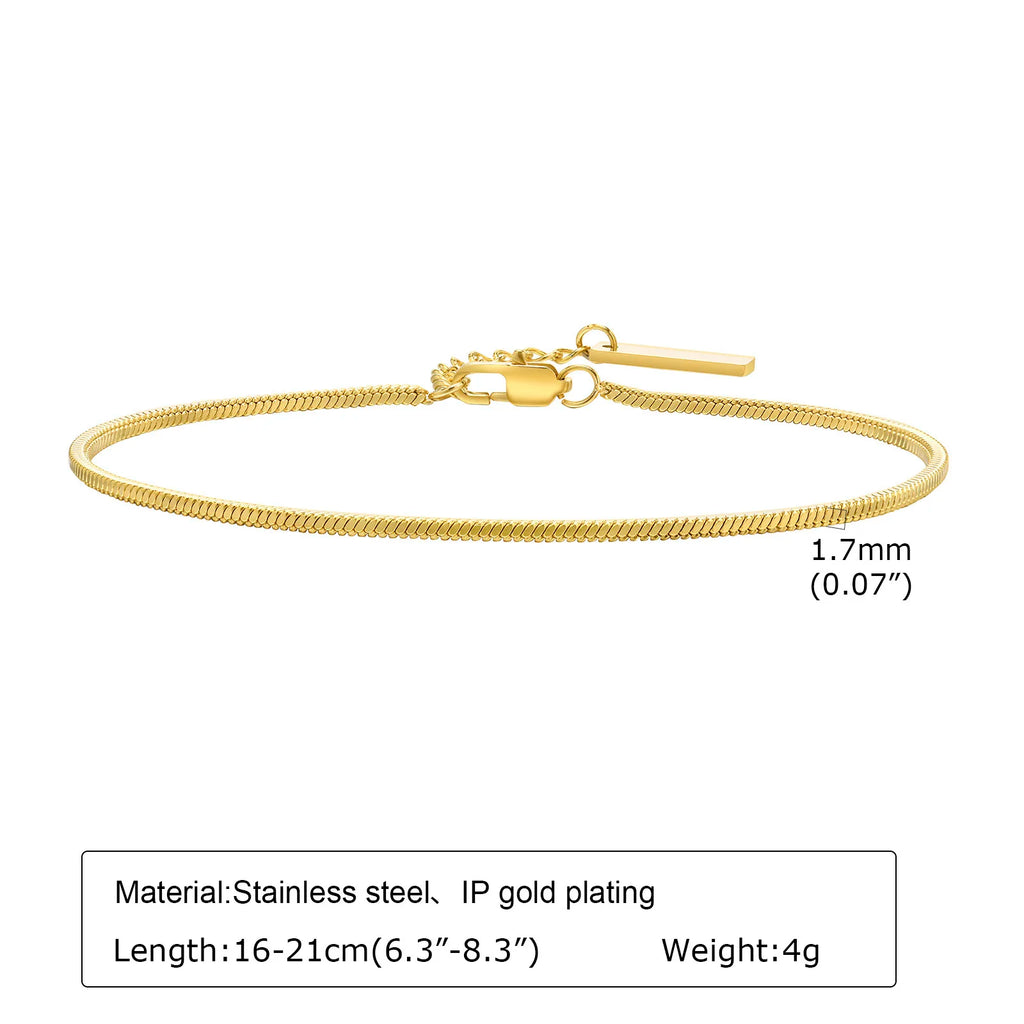 Vnox Clear Heart Zircon Snake Chain Bracelets Bangles For Women, Gold Color Stainless Steel Chain, Boho Elegant Jewelry Gifts