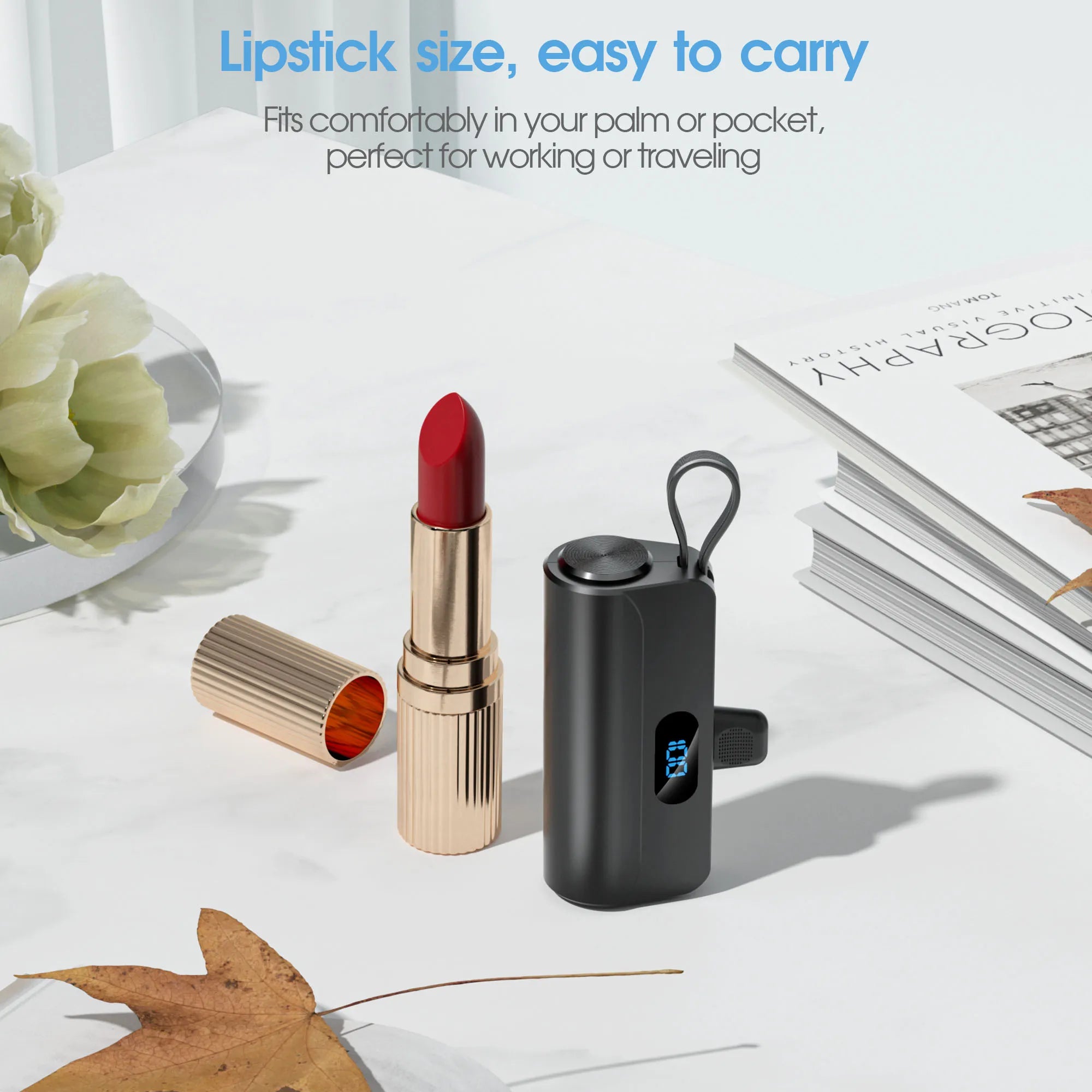 Battery Pack Mini Portable Charger 5000mAh PowerBank,Built-in ioS Interface & USB-C Cable Cell PhonePortable Power, LED Display