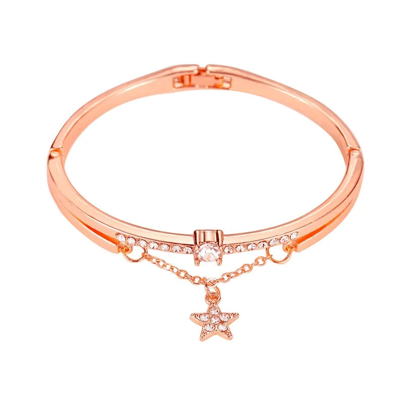 2024 New Luxury Jewelry Stainless Steel Bracelets & Bangles Female Heart Forever Love Charm Bracelet for Women Gifts