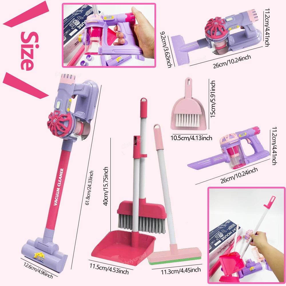 Kids Simulation Electric Vacuum Cleaner Toy Set Housekeeping Role Play Educational Toys for Toddlers Perfect Gift for Girls Boys