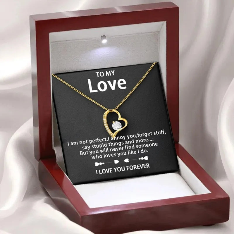 To My Love Eternal Heart Double layered Heart shaped Necklace With Gift Box For Gilrfriend Wife Christmas Valentine's Day Gifts