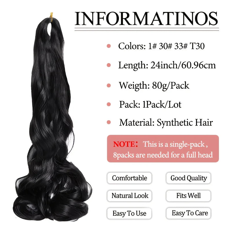 French Curly Braiding Hair 24Inch Loose Wavy 1 Pack  Bouncy Braiding Hair Extensions Synthetic French Curl Crochet Hair