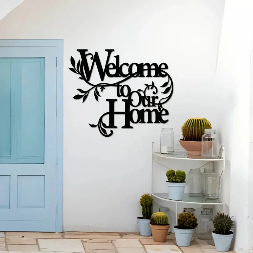 1pc Metal Welcome To Our Home Wall Sign, Wall Decoration Pendant, Welcome Sign, Home Decoration Wall decoration