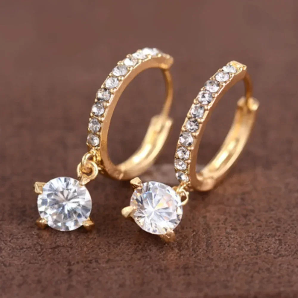Zircon Polygon Earrings For Women Gold Plated Stainless Steel Hoop Earrings New Design Luxury Wedding 2024 Trending Jewelry Gift