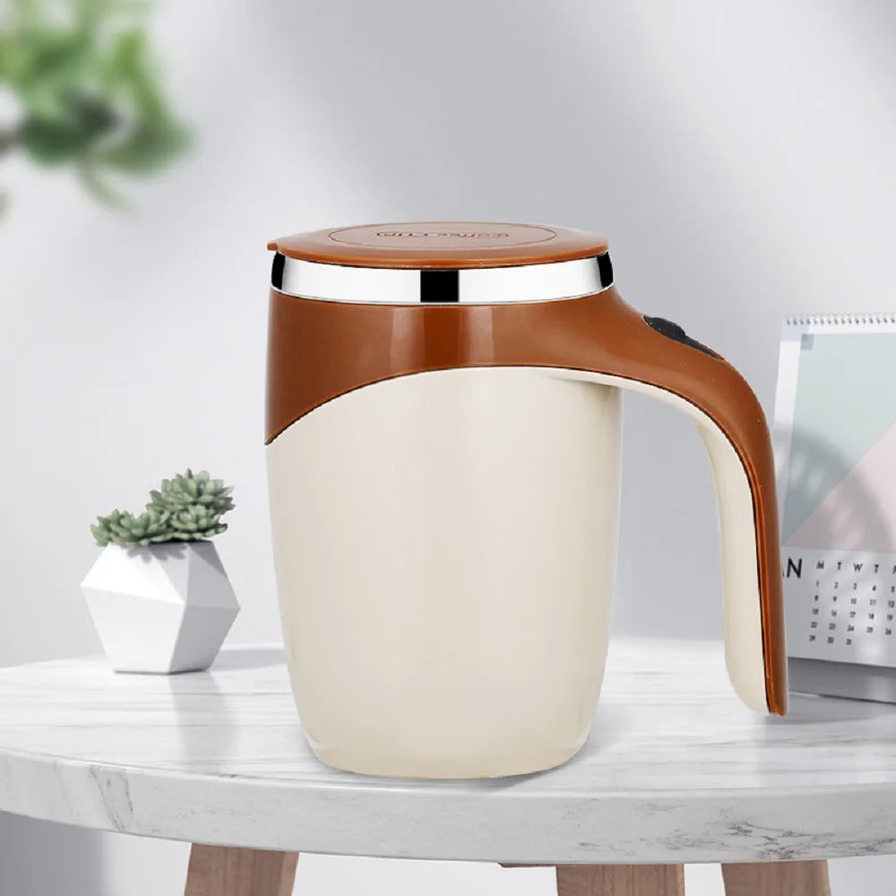 380ML Electric Mixing Cup USB Charge Lazy Coffee Tea Stirring Cup Stainless Steel Magnetic Rotating Automatic Self Mixing Cup