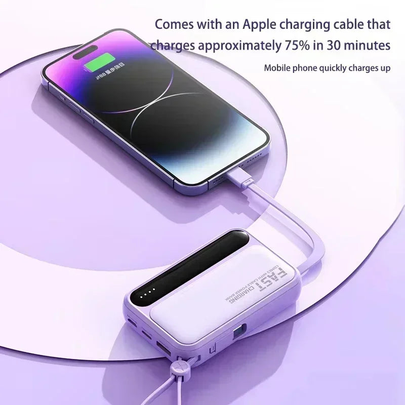 120W 500000mAh Power Bank Large Capacity 4 In1 Cables Intelligent Digital Display Light Portable Powerbank For iPhone Huawei New