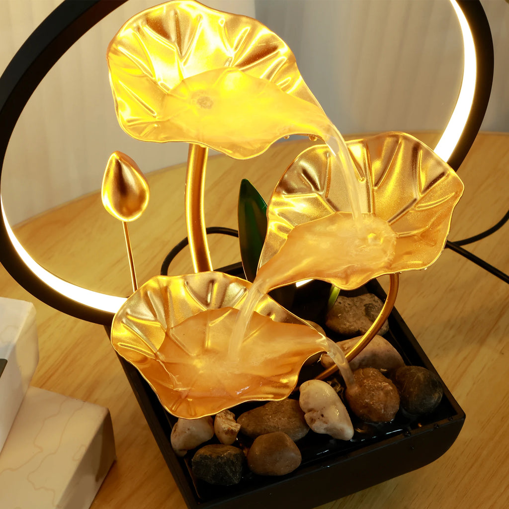 Tabletop Water Fountain Waterfall Fountain Natural Lights For Home Decor