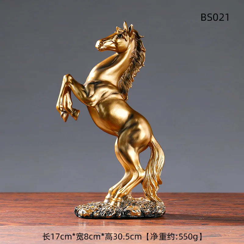 European Style Home Resin Victory Horse Statue, Living Room ，Cabinet,Office Desktop Decoration  Animal Figurines