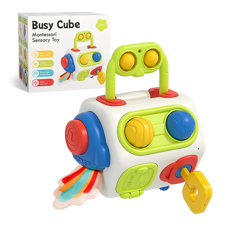 Montessori Busy Cube Toys for Toddler Sensory Activities Busy Board Early Educational Learning Travel Toys Gift for Kids