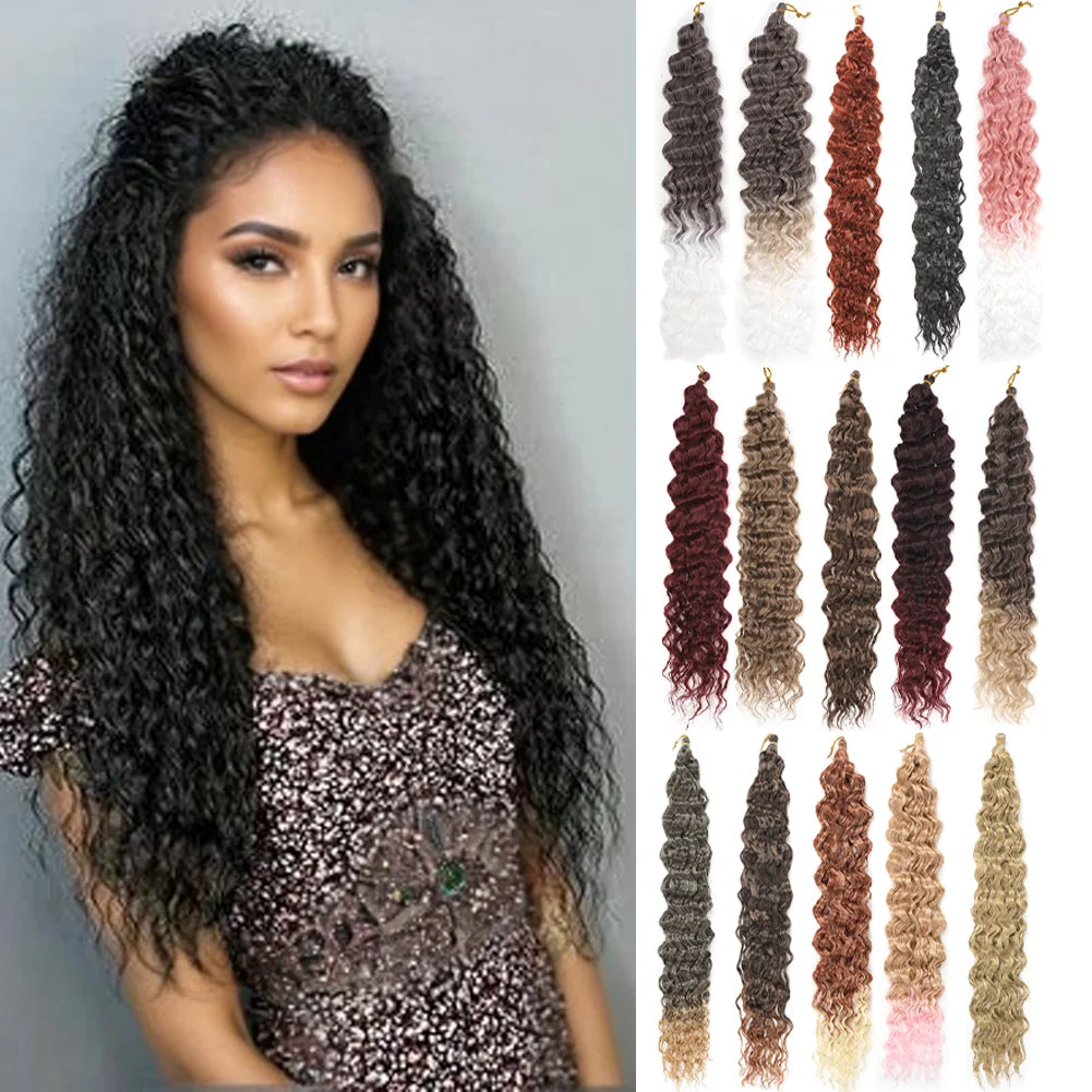 Water Wave Crochet Hair Extensions 30Inch Synthetic Twist Curly Crochet Braids Soft Bohemian Water Wave Braid Hair