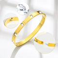 Vnox High-End Stainless Steel Women Bangles, Luxury Solid Gold Plated Love Cuff Bracelets,US Europ Hot Fashion Daily Ins Jewelry