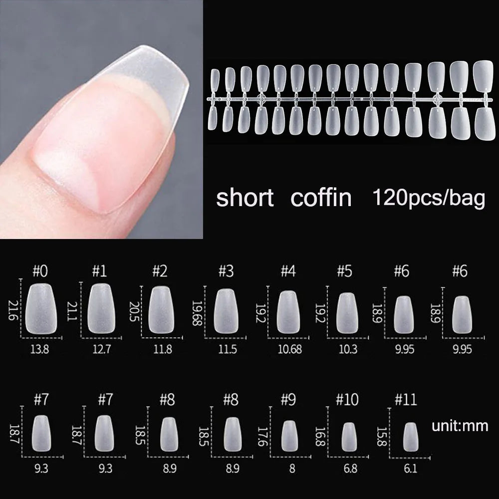 120pcs False Nails Transparent Press on Nails