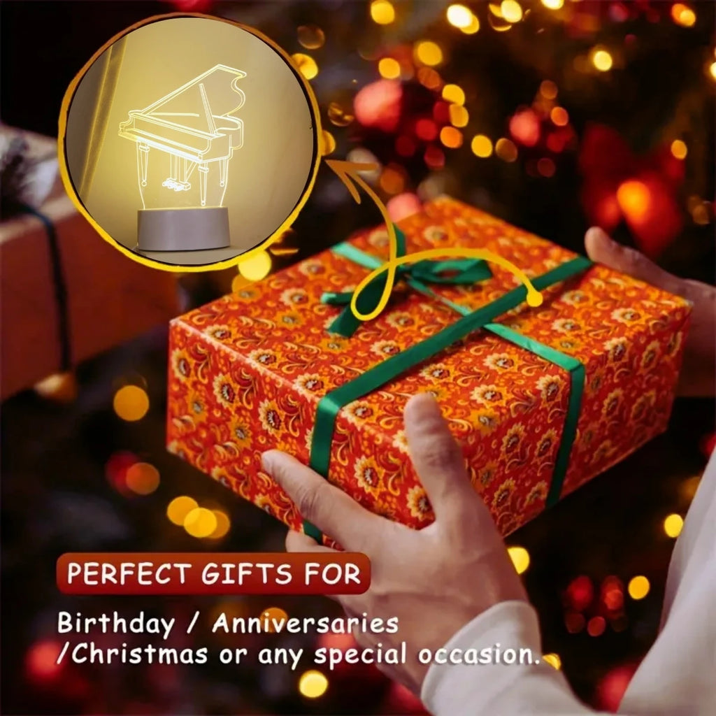 3D Piano Night Light: Decorate Your Space with Monochrome Warm Light - The Perfect Gift for Christmas or Halloween
