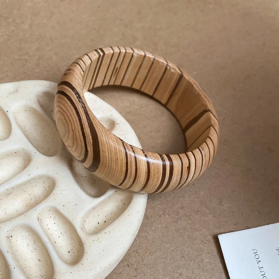 12 Styles Natural Wooden Square Round Bracelet for Women Men Hip Hop  Rivet Beads Wide Bangles Hand Jewelry Pulseras Mujer