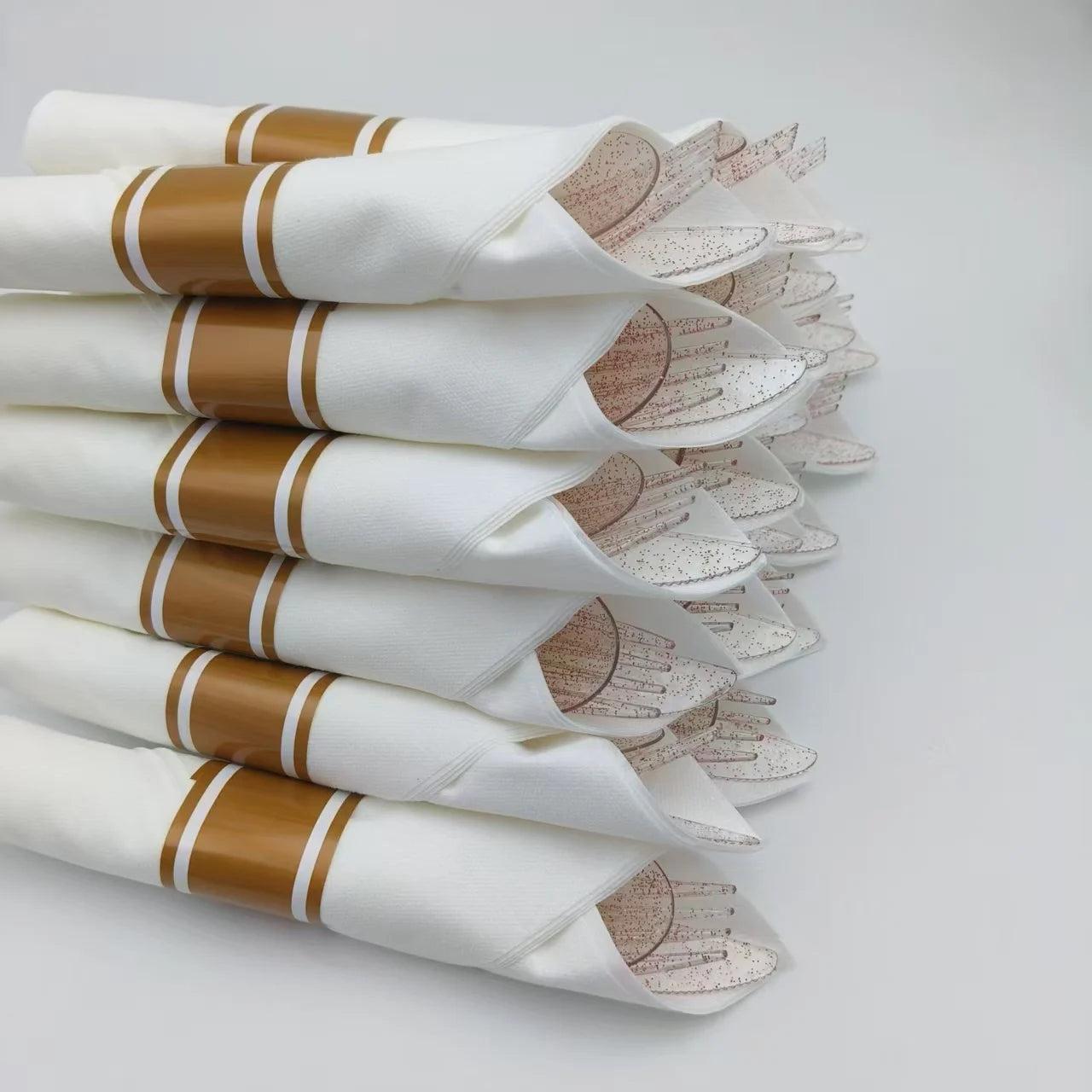 20 Pieces Western Tableware Set Plastic Transparent Gold And Silver Powder Knife Fork Spoon Tissue Tableware Set