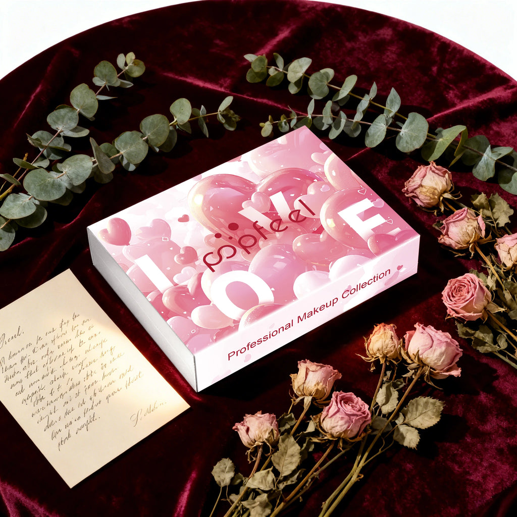 POPFEEL 12-Piece Valentine's Day Makeup Set -Cosmetics Includes Eyeshadow, Blush, Lipstick, Lip Gloss, Mascara, Eyebrow Pencil, Eyeliner.