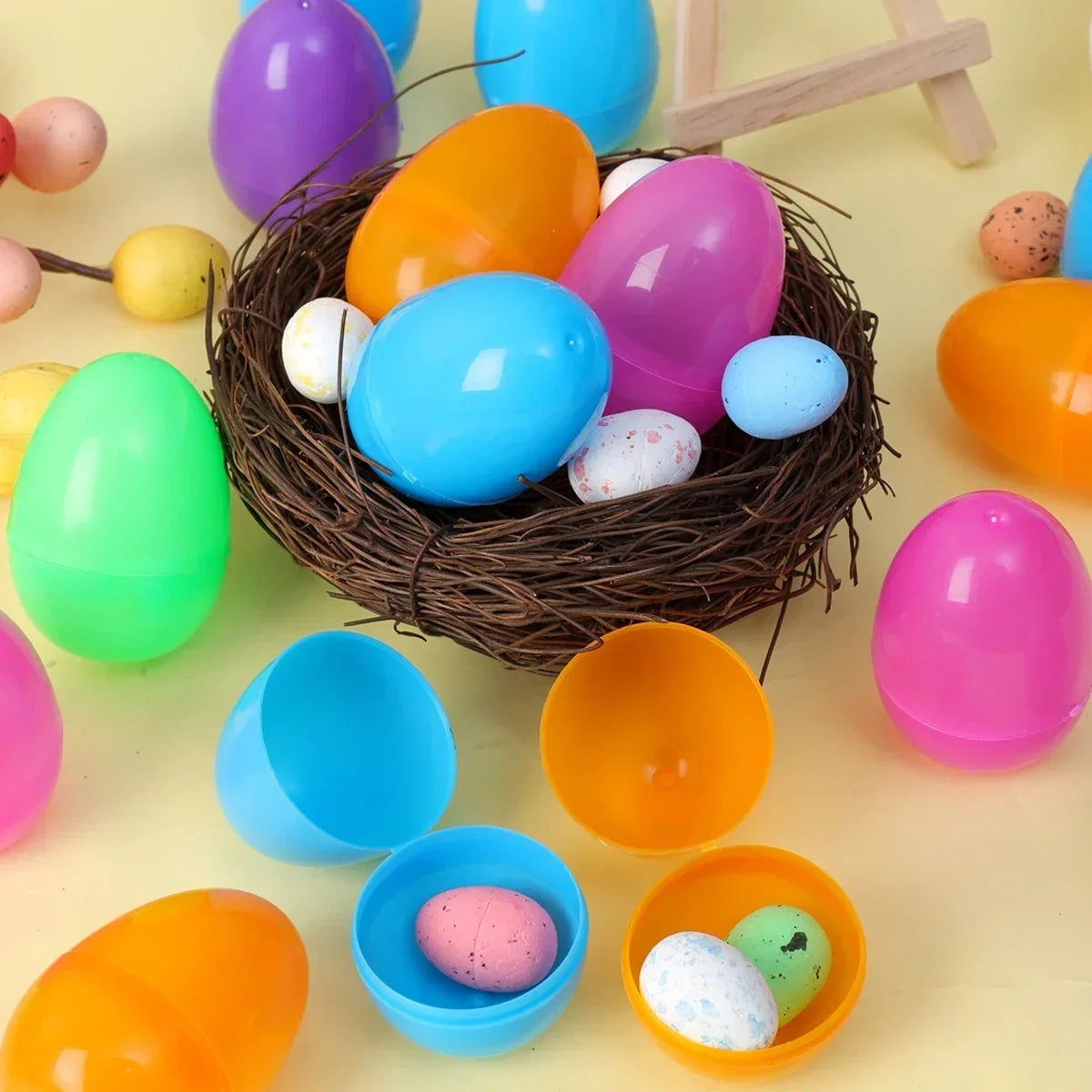 10/50PCS Plastic Easter Eggs Fillable Plastic Egg Kids Toy Colorful Gift Packaging Box Easter Party Hunt Game DIY Craft Supplies