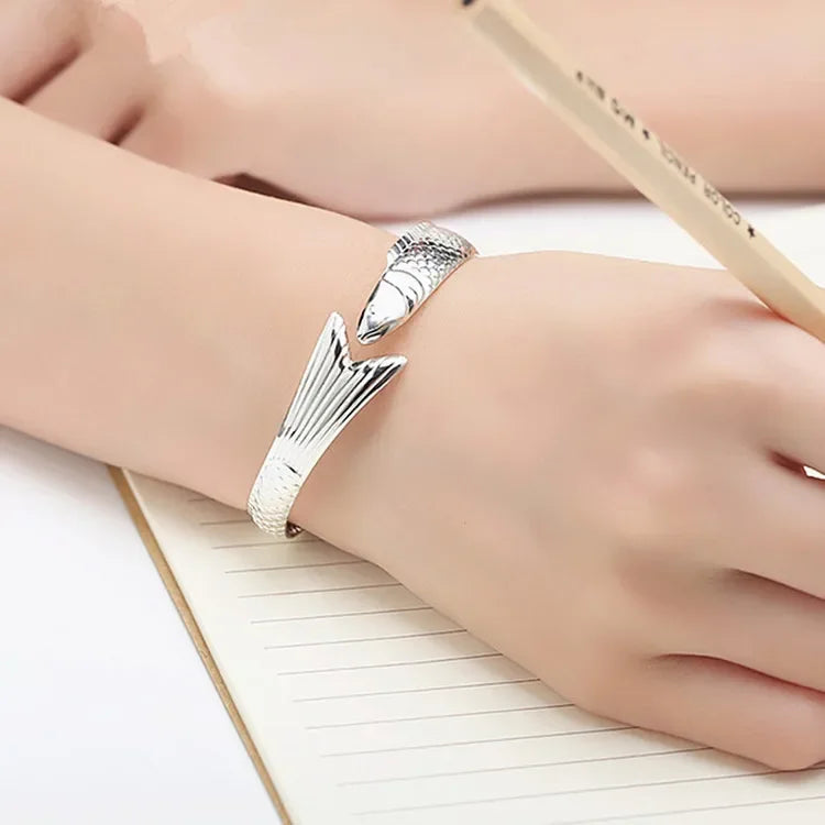 New Creative Fashion Personality Lucky Fortune Transfer Dragon Bracelets 925 Sterling Silver Jewelry Fish Bangles TYB110
