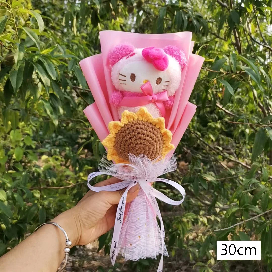 Hello KT Cartoon Plush Bouquet  Anime Rose Flowers Doll Home Wedding Decoration Christmas Valentine's Day Gift