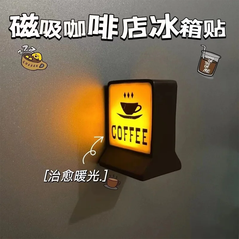 Magnetic Family Mart Hand Touch LED Refrigerator Sticker Lawson Convenience Store Luminous USB Fridge Stickers Home Decoration